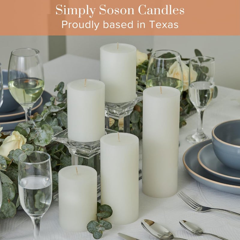 Simply Soson 3x6 inch White Pillar Candles Set of 6, Smooth Texture, Unscented White Candles, Dripless Candles, 3 inch Pillar Candles Ideal as Wedding, Parties, Spas, Dinner, Home Decoration, Church - Image 4